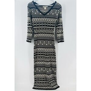 Flying Tomato Womens Knit Midi Sheath Sweater Dress Sz S Aztec Bodycon EE35